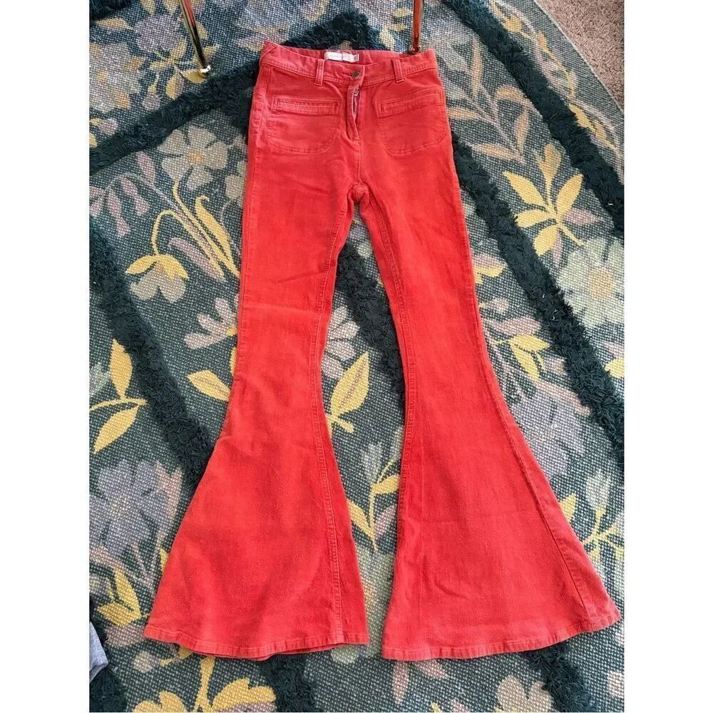 MINKPINK Corduroy Burnt Orange Flare Pants Women’s XS Mink Pink